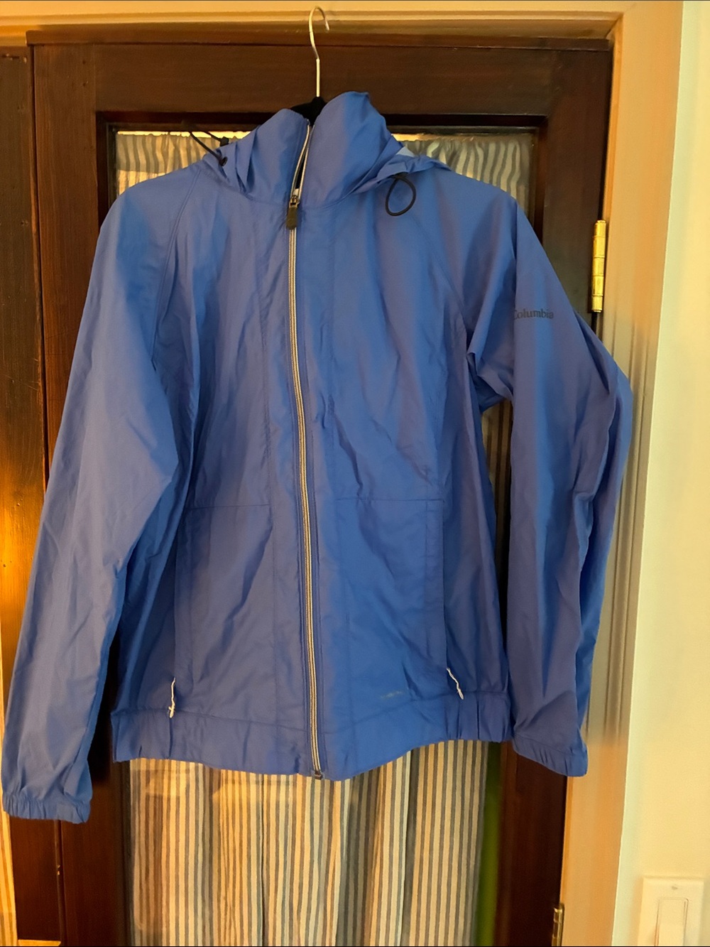 Columbia Blue Hooded Women's Rain Jacket